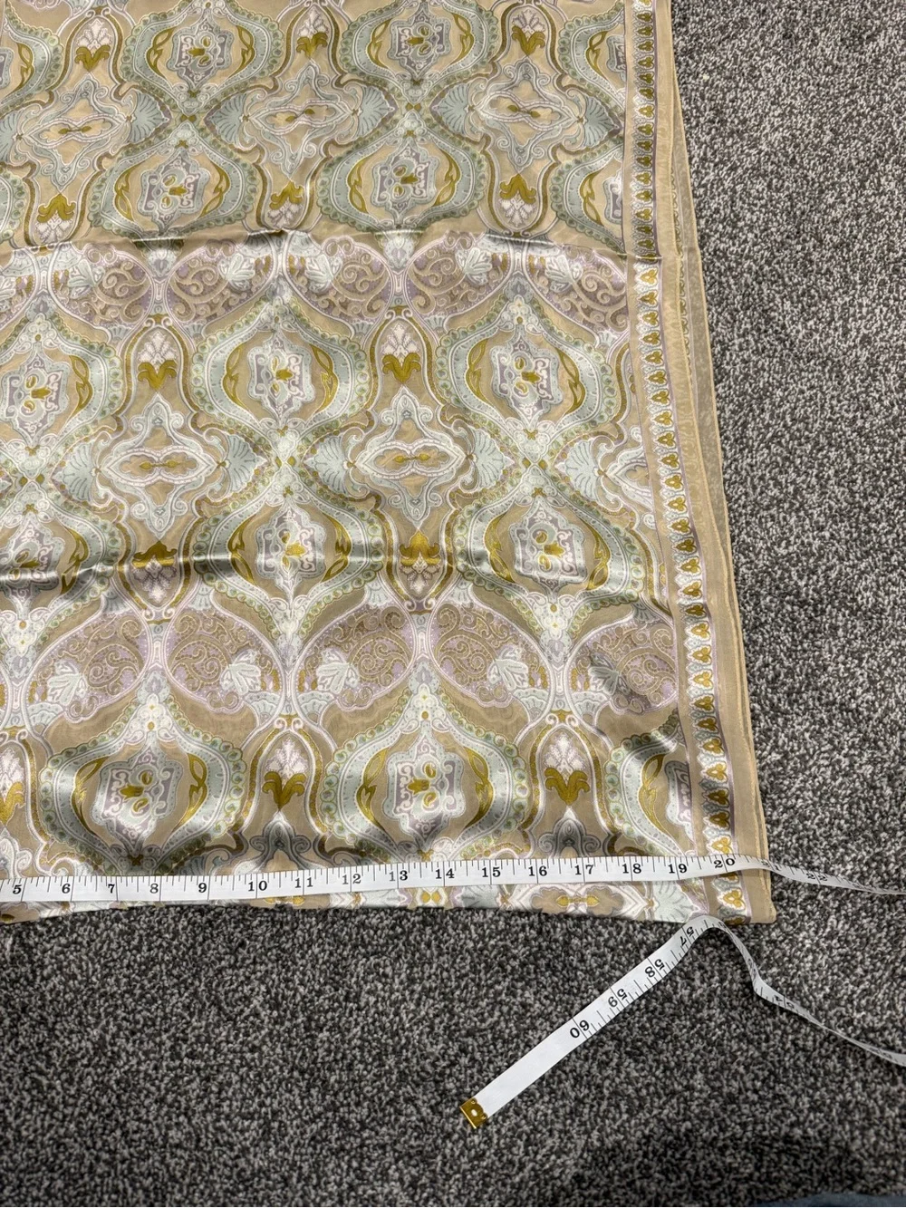 Vintage Ornate Silk Scarf in Champagne